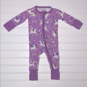 LITTLE SLEEPIES Bamboo Unicorn Zip Up Convertible Hands Footie Pajamas
